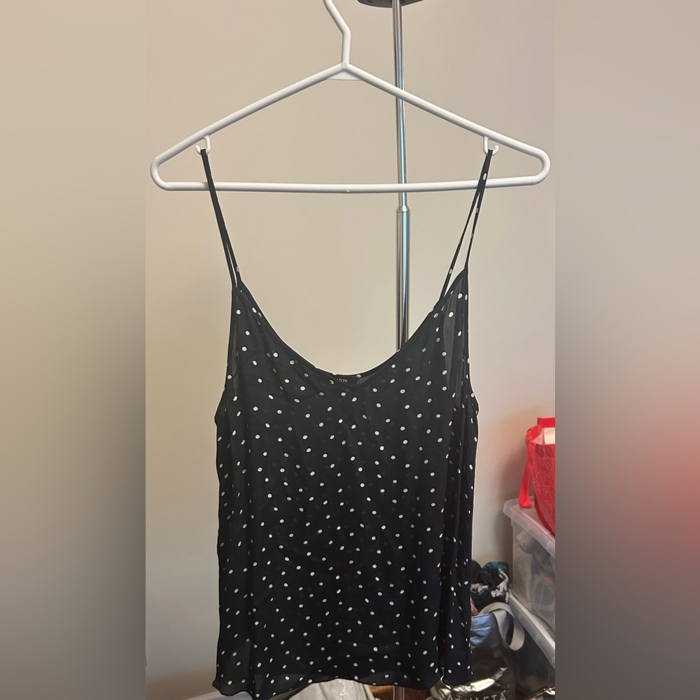 Babaton / Aritzia Black and White Camisole with Polka Dots - Silk - Size L
